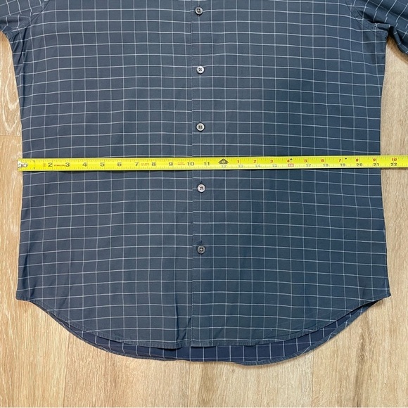 Theory Shirt Adult Large Gray Black Plaid Lightweight Button Up Cotton Mens - Picture 10 of 16